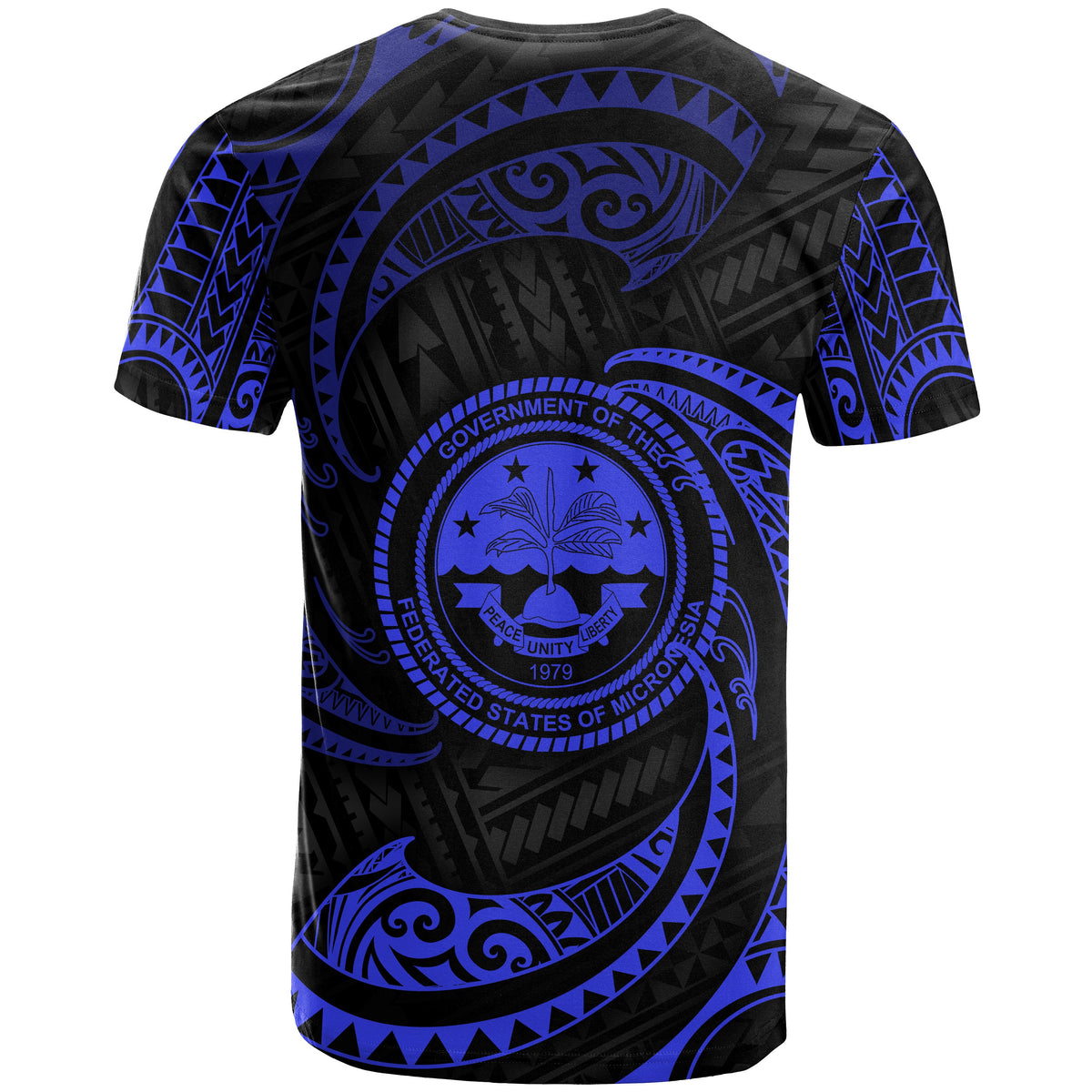 Federated States of Micronesia T Shirt Blue Tribal Wave - Polynesian Pride