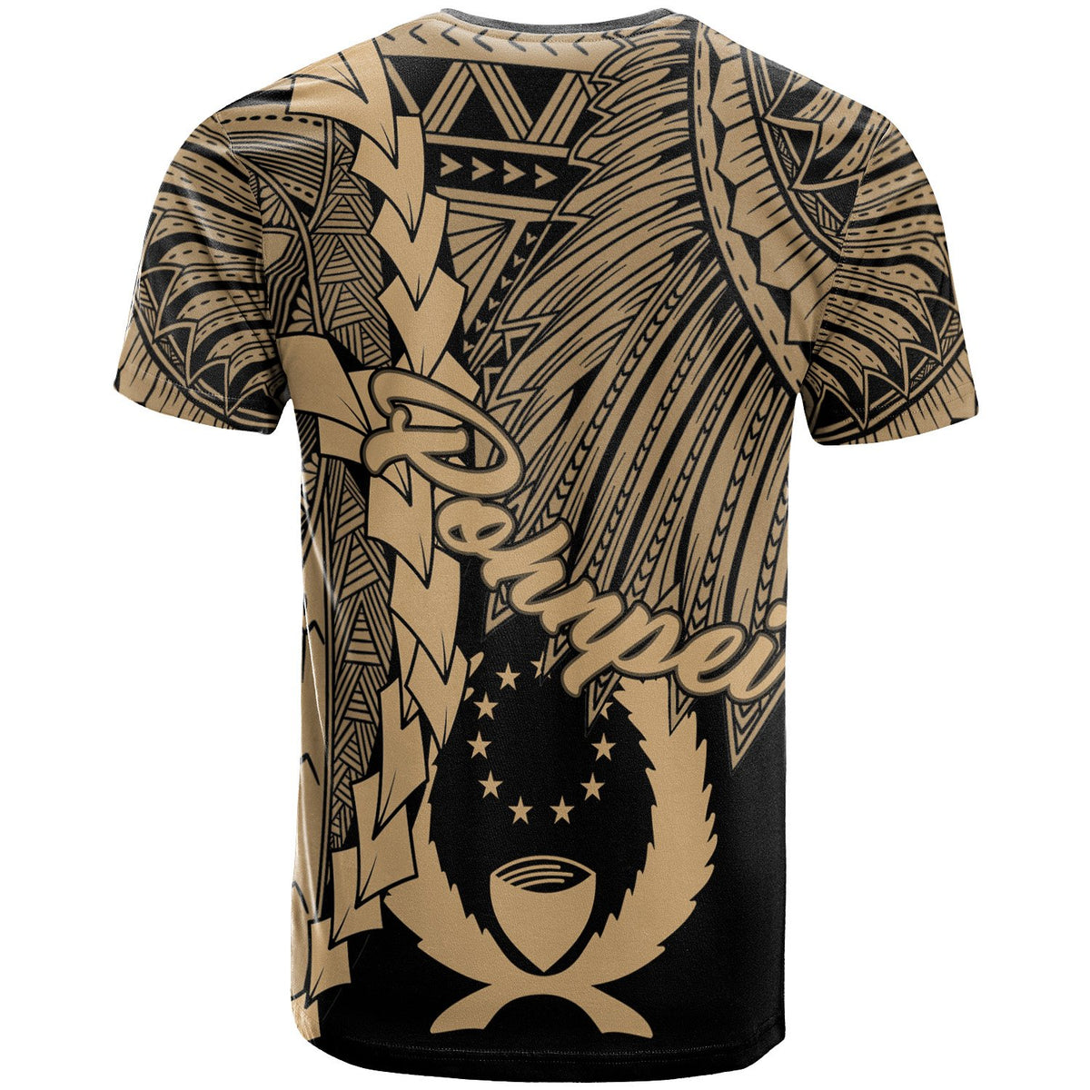 Pohnpei Micronesia Custom T Shirt Tribal Wave Tattoo Gold - Polynesian Pride