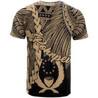 Pohnpei Micronesia Custom T Shirt Tribal Wave Tattoo Gold - Polynesian Pride