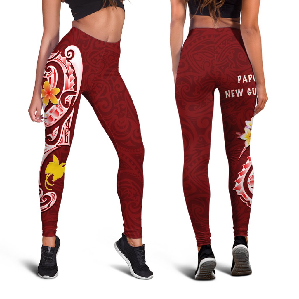 Papua New Guinea Legging - PNG Seal Polynesian Patterns Plumeria - Polynesian Pride