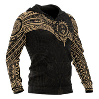 Guam Polynesian Hoodie Gold Heart Shield - Polynesian Pride