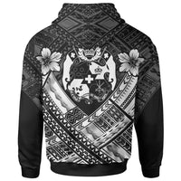 Tonga Polynesian Zip up Hoodie Tonga White Seal Camisole Hibiscus Style - Polynesian Pride