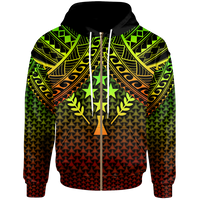 Polynesian Kosrae Custom Zip up Hoodie Reggae Vintage Polynesian Patterns Unisex Reggae - Polynesian Pride