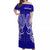 (Custom Personalised) Cook Islands Rakahanga Off Shoulder Long Dress - Tribal Pattern - LT12 Long Dress Blue - Polynesian Pride