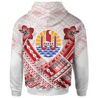 Tahiti Polynesian Zip up Hoodie Tahiti Flag Camisole Hibiscus Style - Polynesian Pride