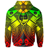 Guam Polynesian Zip up Hoodie Guam Reggae Seal with Polynesian Tattoo - Polynesian Pride