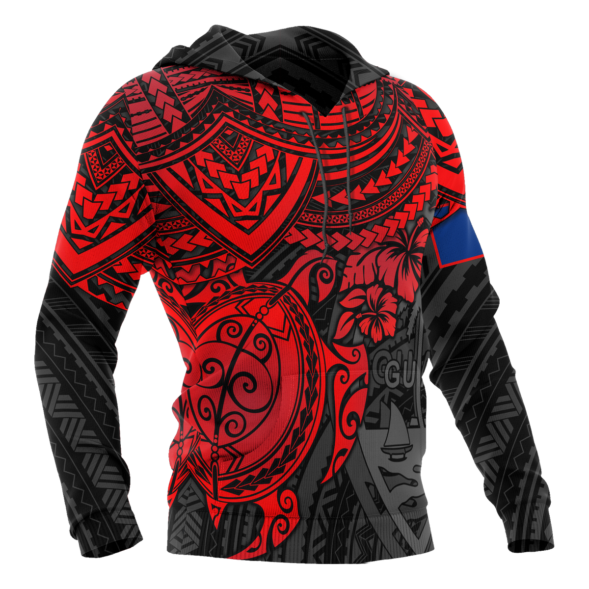 Guam Polynesian Hoodie Red Turtle - Polynesian Pride