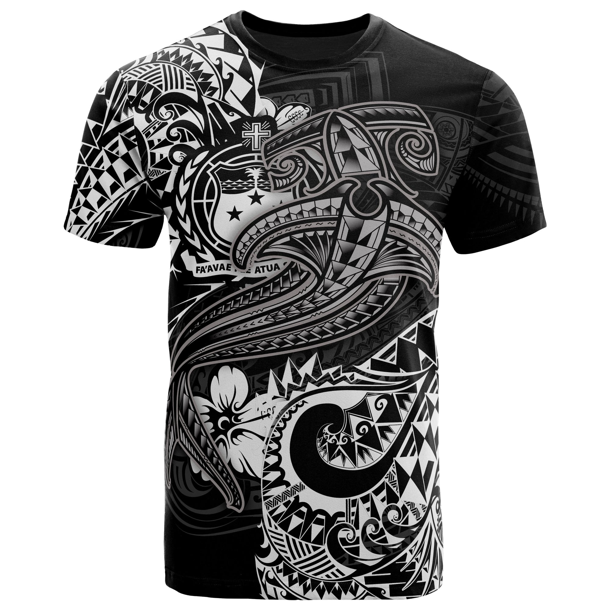 Samoa T Shirt White Shark Polynesian Tattoo Unisex White - Polynesian Pride