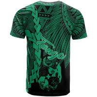 Tonga Polynesian Custom T Shirt Tribal Wave Tattoo Green - Polynesian Pride