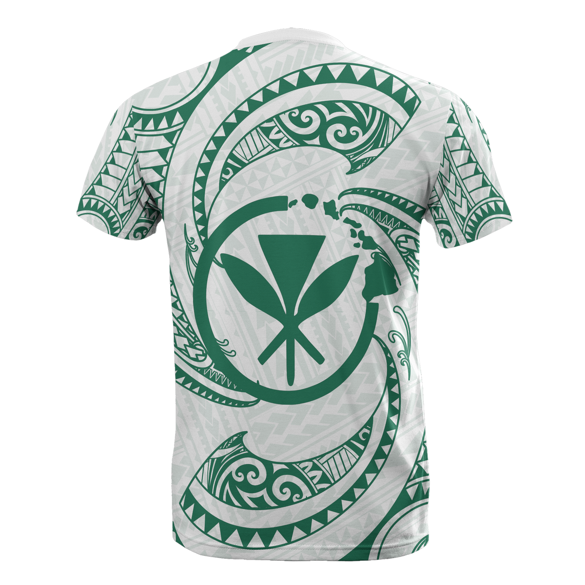 Hawaii Polynesian Custom T Shirt Green & White Tribal Wave LT12 - Polynesian Pride