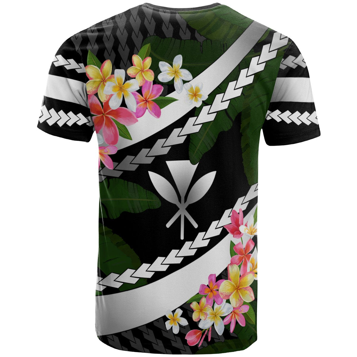 Polynesian Hawaii T Shirt Kanaka Maoli White Banana Leaf Plumeria - Polynesian Pride