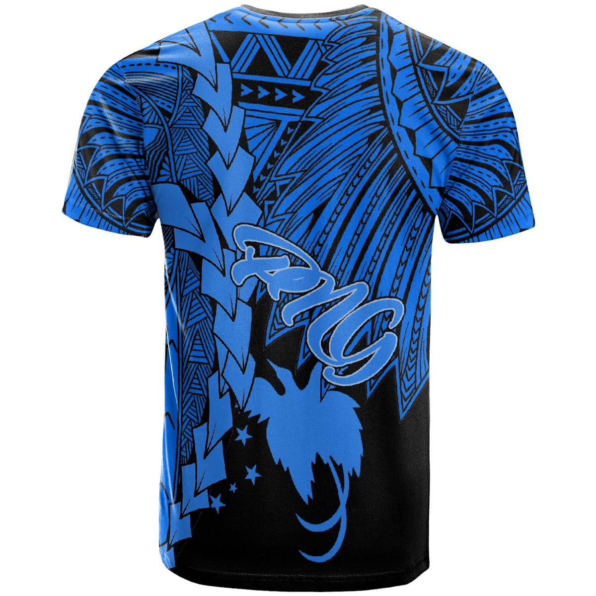 Papua New Guinea Polynesian Custom T Shirt Tribal Wave Tattoo Blue - Polynesian Pride