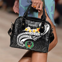 Pohnpei Shoulder Handbag - Pohnpei Seal Polynesian Patterns Plumeria (Black) One Size Black - Polynesian Pride