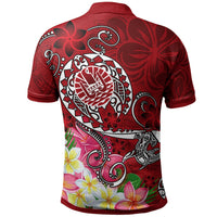 Tahiti Polo Shirt Turtle Plumeria (Red) - Polynesian Pride