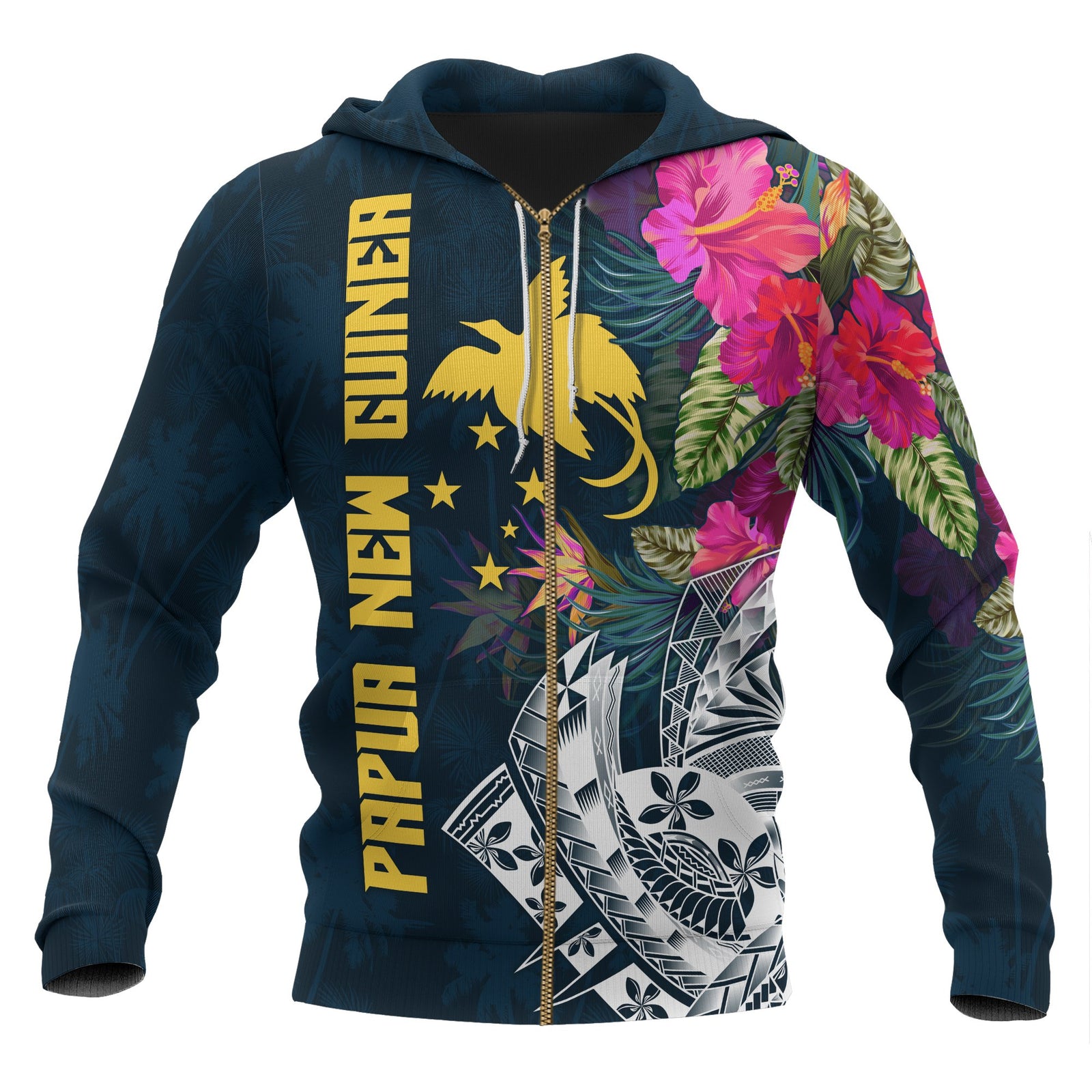 Papua New Guinea Zip up Hoodie Summer Vibes Unisex Blue - Polynesian Pride