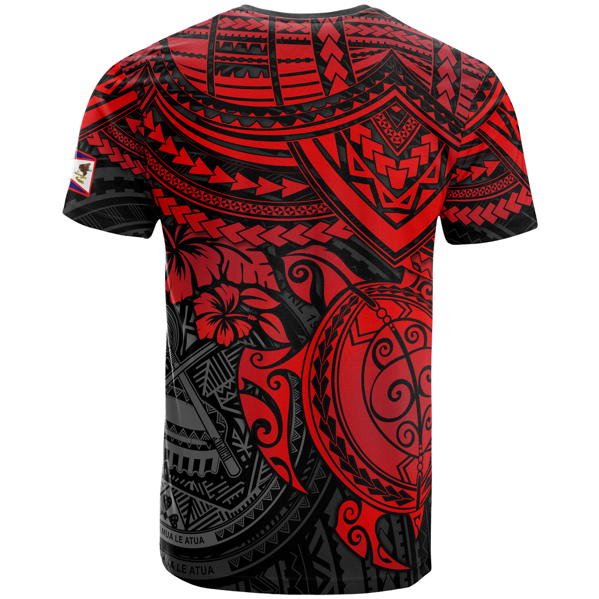 American Samoa T Shirt American Samoan Flag Seal Polynesian Red Turtle Hibiscus - Polynesian Pride