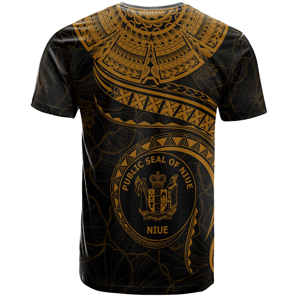 Niue Polynesian Custom T Shirt Niue Waves (Golden) - Polynesian Pride