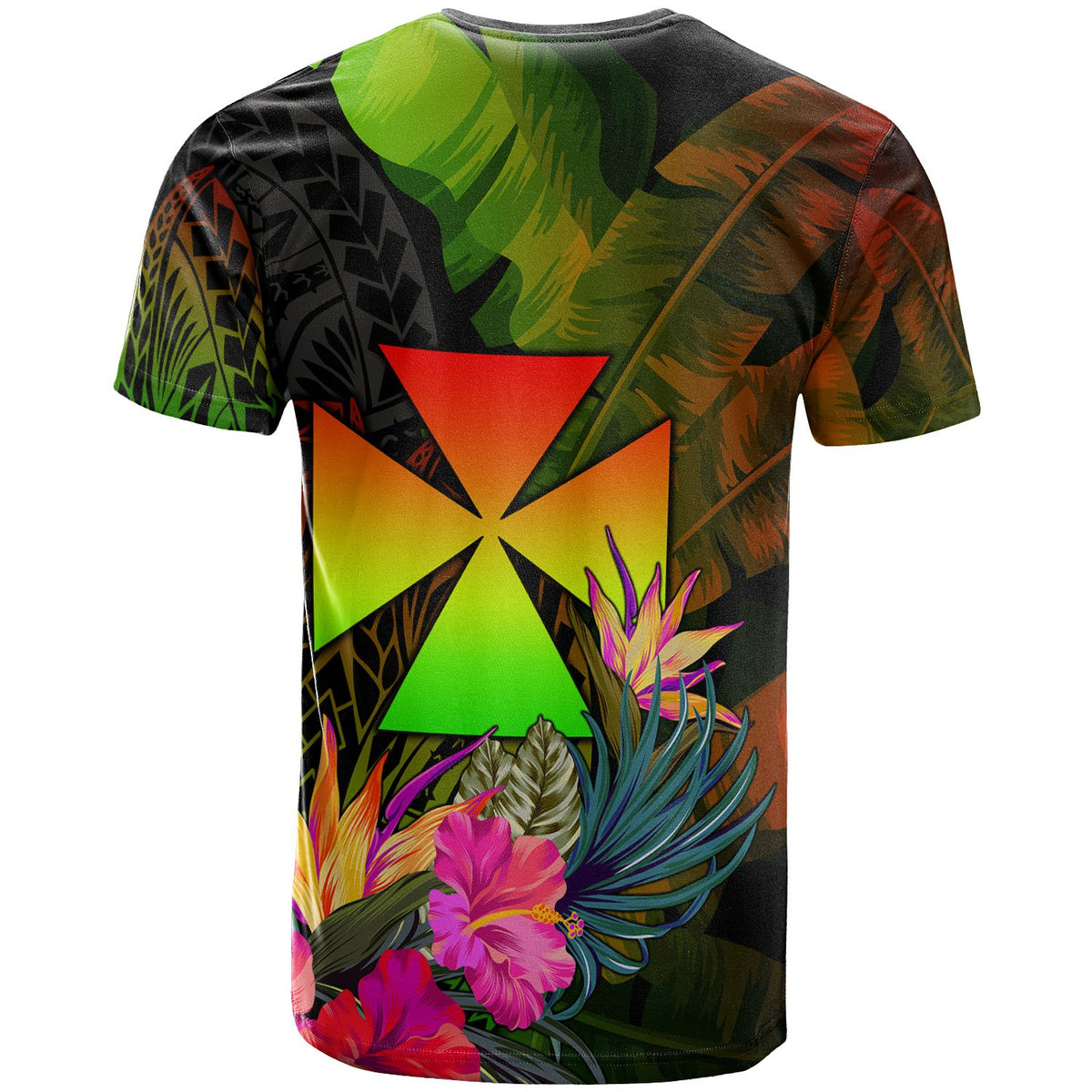 Wallis and Futuna Polynesian Custom T Shirt Hibiscus and Banana Leaves - Polynesian Pride