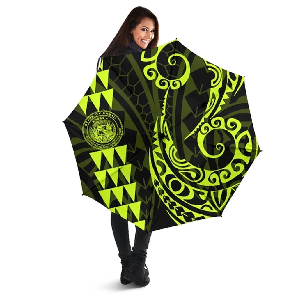 Seal Of Hawaii Polynesian Umbrella Neon - Circle Style Umbrella One Size Neon - Polynesian Pride