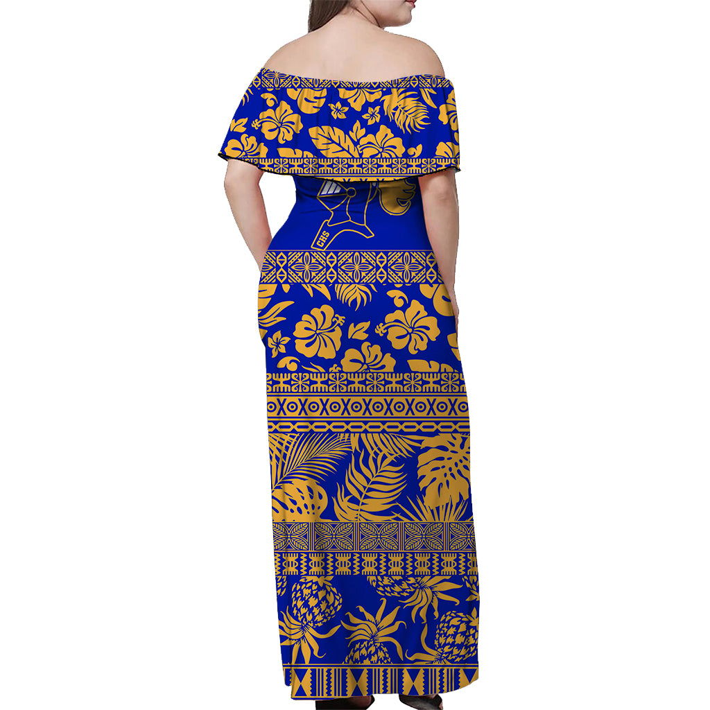 Castle High School Tropical Flower Off Shoulder Dress Ver02 - LT12 - Polynesian Pride