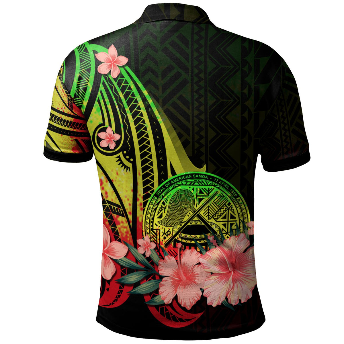 American Samoa Custom Polo Shirt Reggae Polynesian Hibiscus Pattern Style - Polynesian Pride