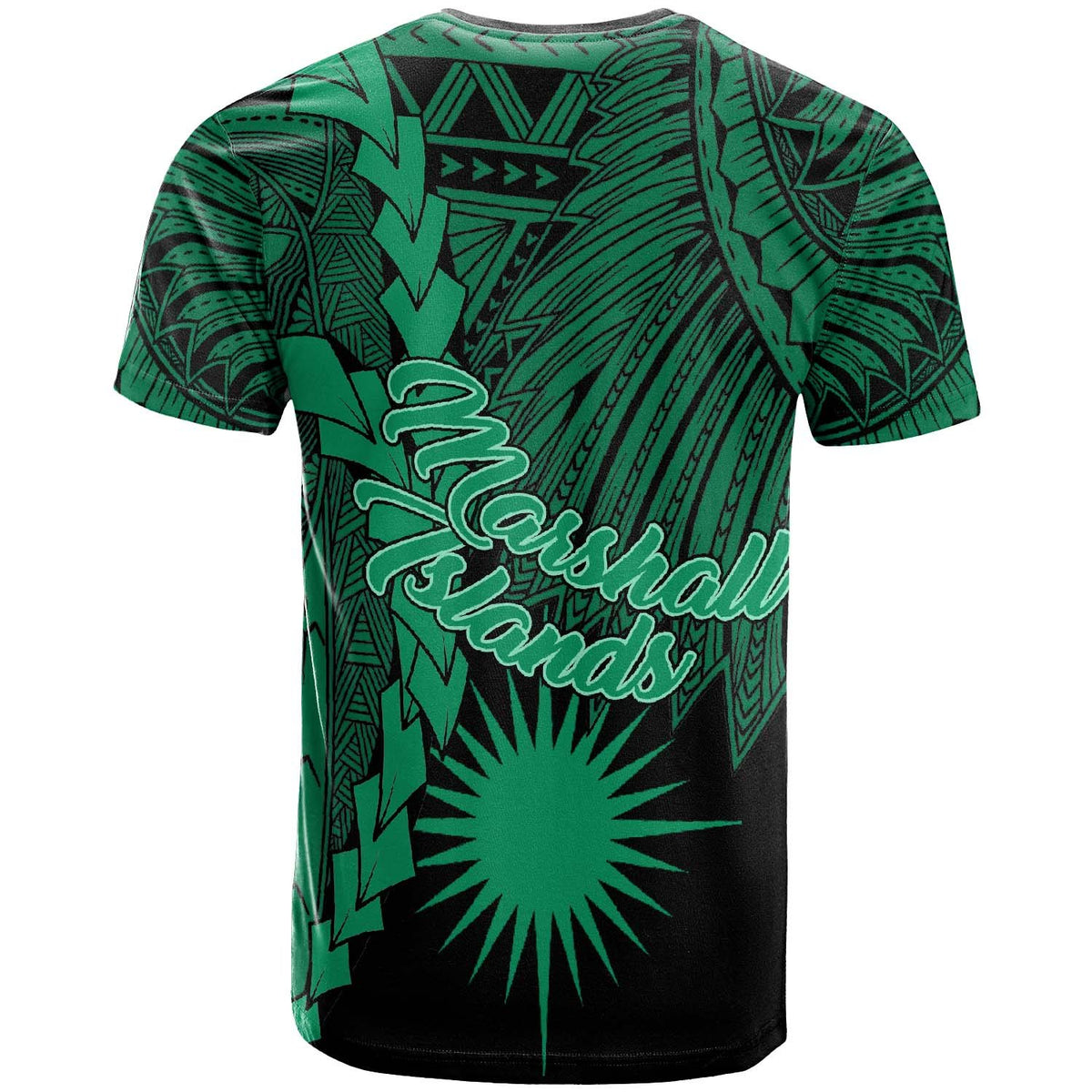 Marshall Islands Polynesian T Shirt Tribal Wave Tattoo Green - Polynesian Pride