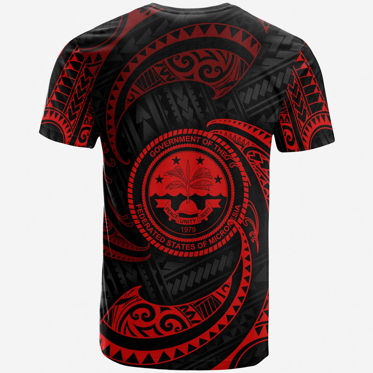 Federated States of Micronesia T Shirt Red Tribal Wave - Polynesian Pride