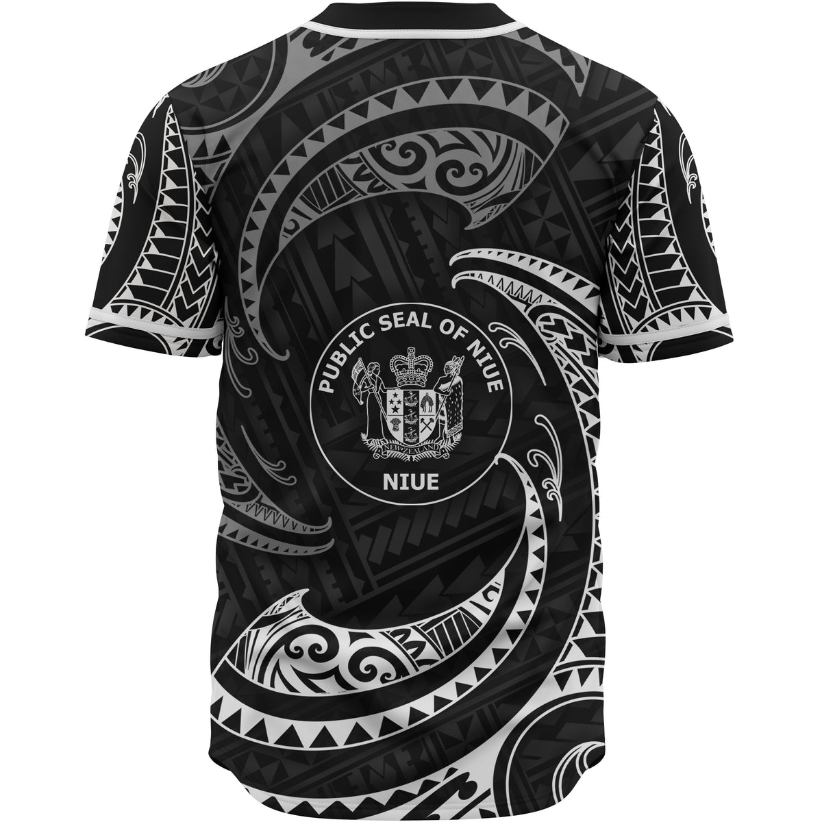 Niue Polynesian Baseball Shirt - White Tribal Wave - Polynesian Pride