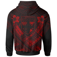 Fiji Polynesian Custom Zip up Hoodie Fiji Red Seal Camisole Hibiscus Style - Polynesian Pride