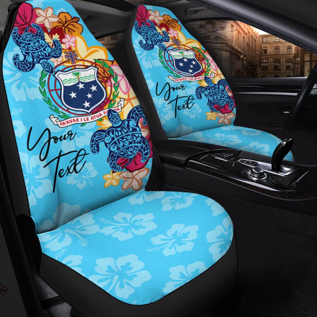 Samoa Custom Personalised Car Seat Covers - Tropical Style Universal Fit Blue - Polynesian Pride