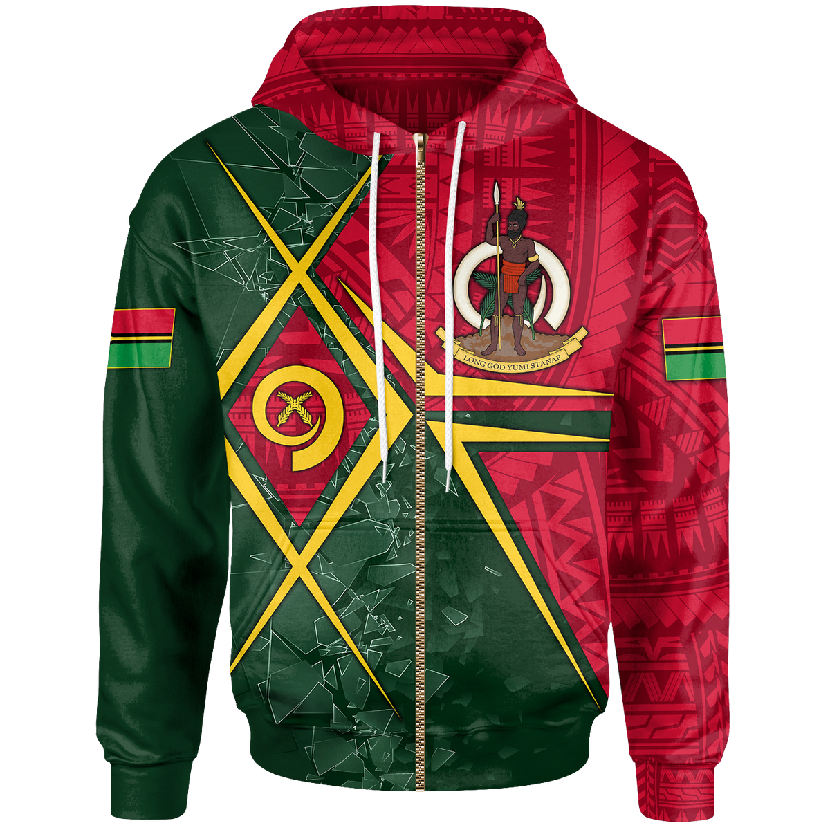 Vanuatu Zip up Hoodie Vanuatu Legend Unisex Red - Polynesian Pride