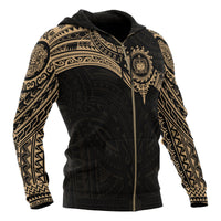 Samoa Polynesian Zip up Hoodie Gold Heart Shield - Polynesian Pride
