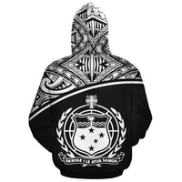 Samoa Polynesian Custom Zip up Hoodie Black Curve - Polynesian Pride