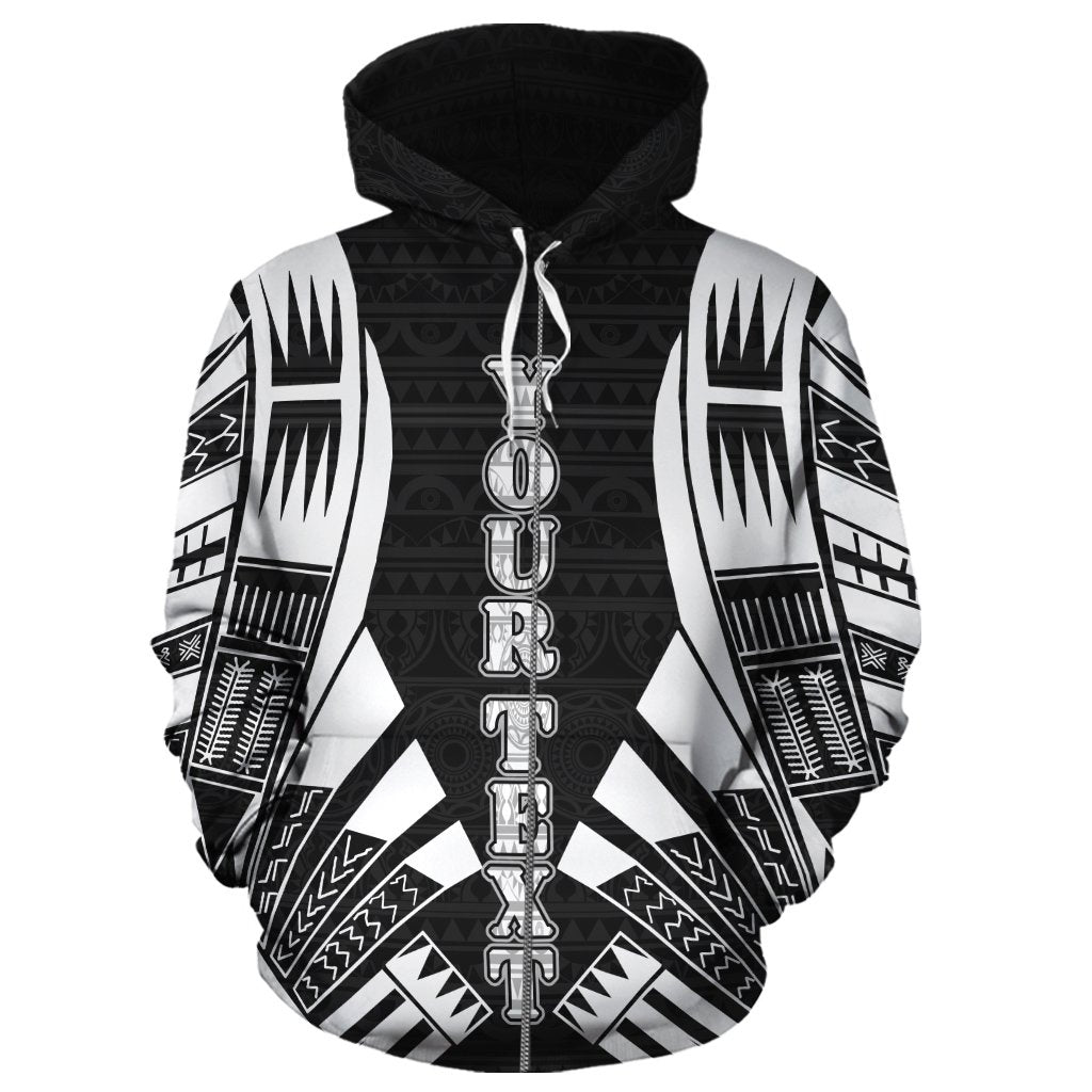 Nauru Polynesian Custom Zip up Hoodie Black Tattoo - Polynesian Pride