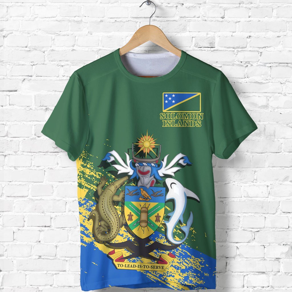 Solomon Islands T Shirt Solomon Islands Flag Coat of Arms Special Unisex Green - Polynesian Pride