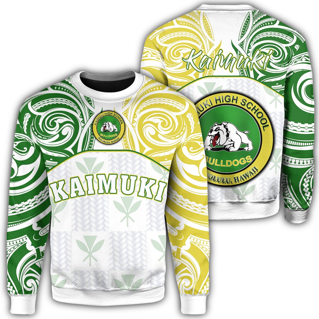 hawaiiSweat Shirt - Kanaka Kaimuki High School Sweat Shirt Demodern Style AH Unisex White - Polynesian Pride