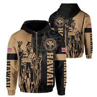 Hawaii King Polynesian Hoodie (Zip up) Lawla Style Unisex Gold - Polynesian Pride
