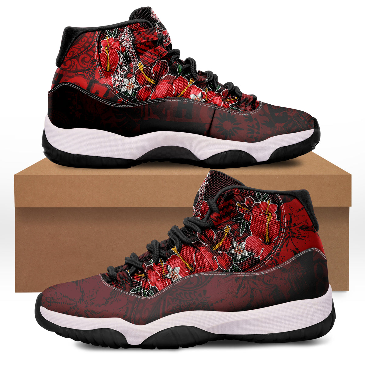 Hawaii Fish Hook Sneaker J.11 Hawaii Style No.3 LT6 Red - Polynesian Pride