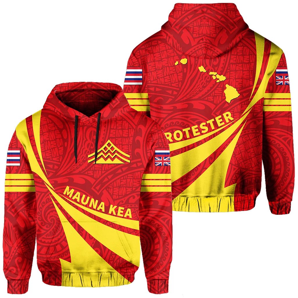 Hawaii Mauna Kea Polynesian Hoodie Doma Style Unisex Red - Polynesian Pride
