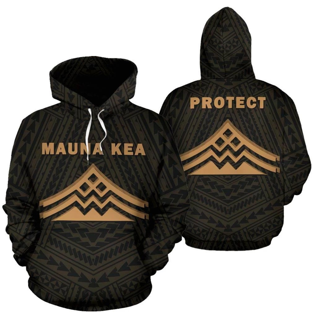 Hawaii Mauna Kea Polynesian Hoodie Gold Unisex Gold - Polynesian Pride