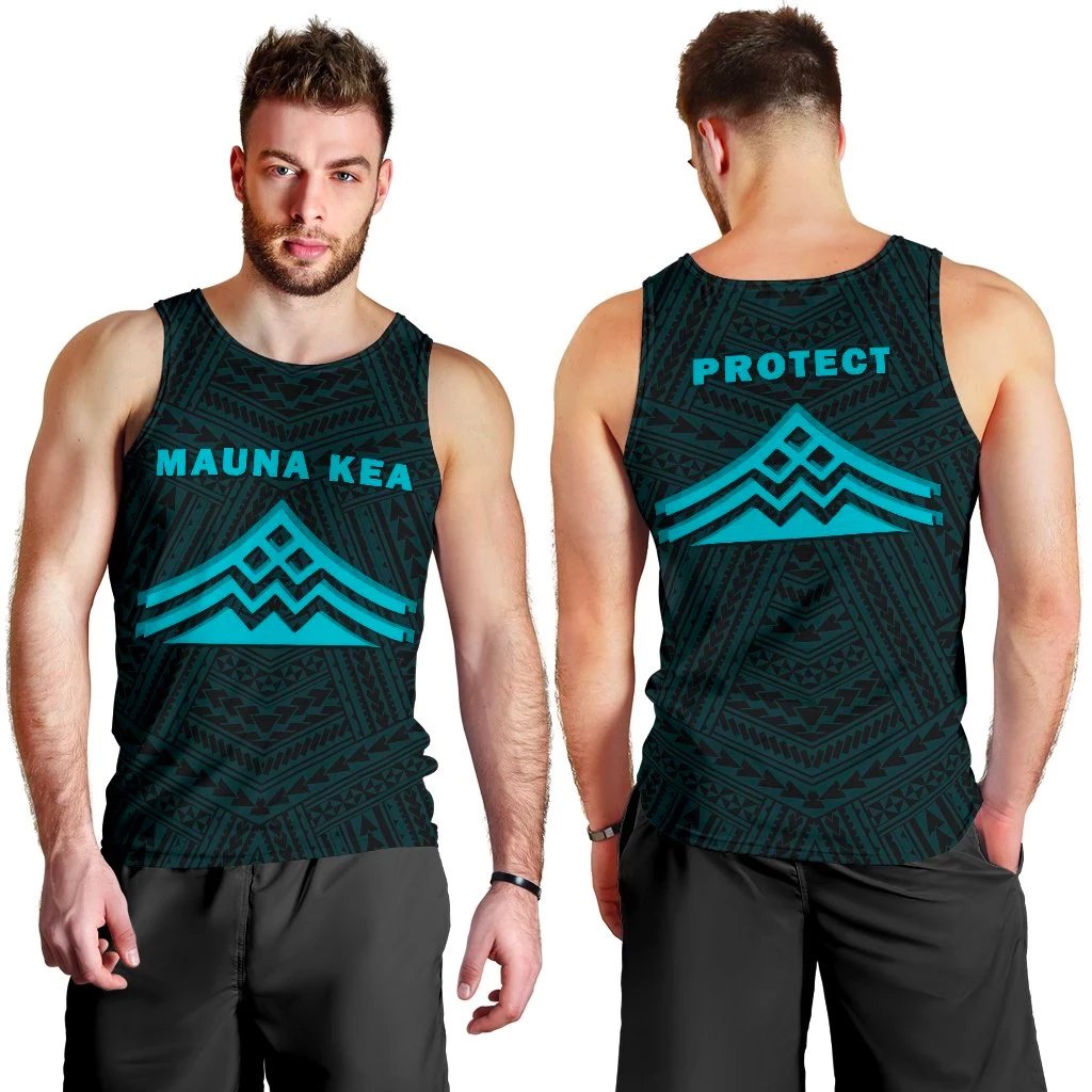 Hawaii Mauna Kea Polynesian Men's Tank Top Blue Blue - Polynesian Pride