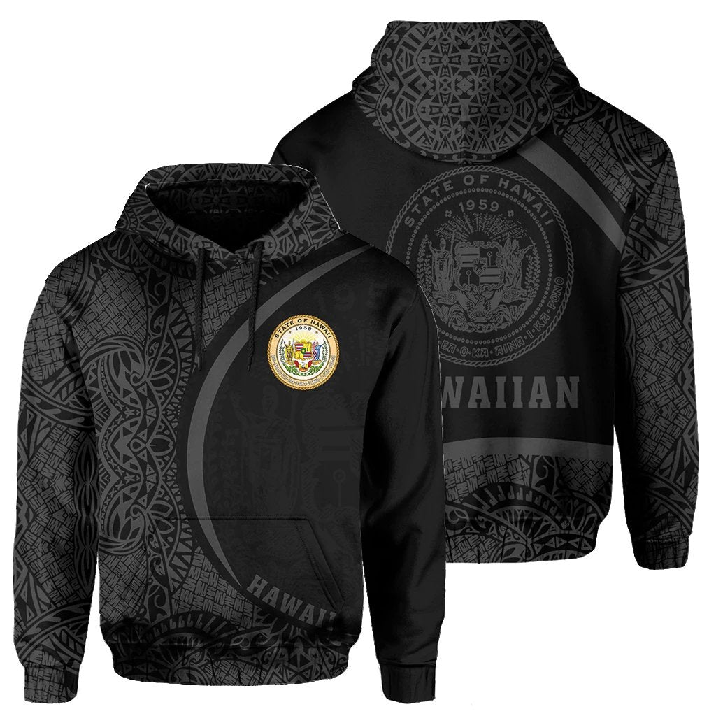 Hawaii Polynesian Hoodie Gray Round Style Unisex Gray - Polynesian Pride