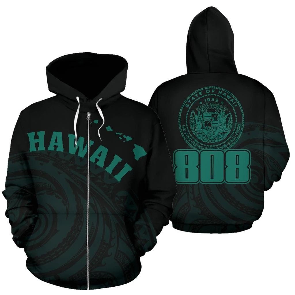 Hawaii Polynesia Hoodie Celadon Tatau Style Unisex Celadon - Polynesian Pride