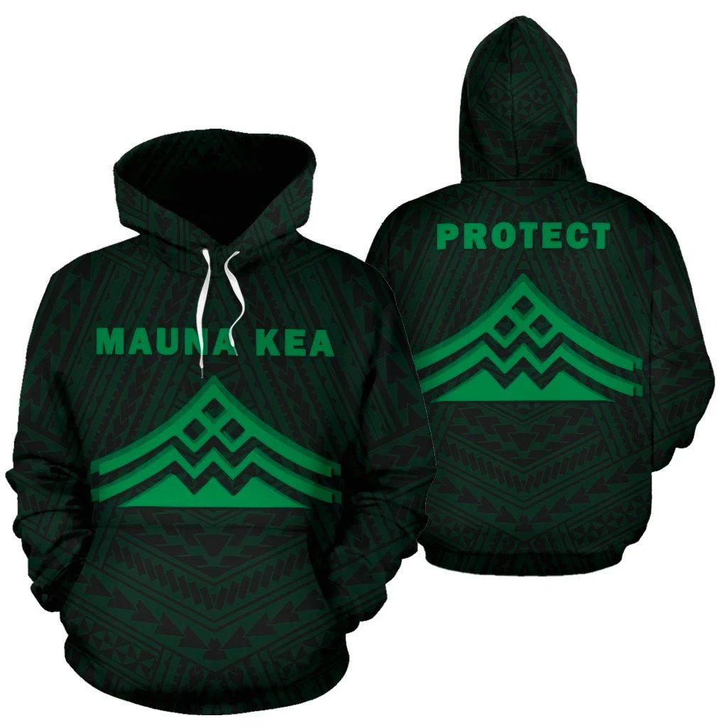 Hawaii Mauna Kea Polynesian Hoodie Green Unisex Green - Polynesian Pride