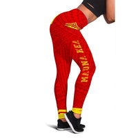 Polynesian Mauna Kea Women's Leggings - Morale Style Red - Polynesian Pride