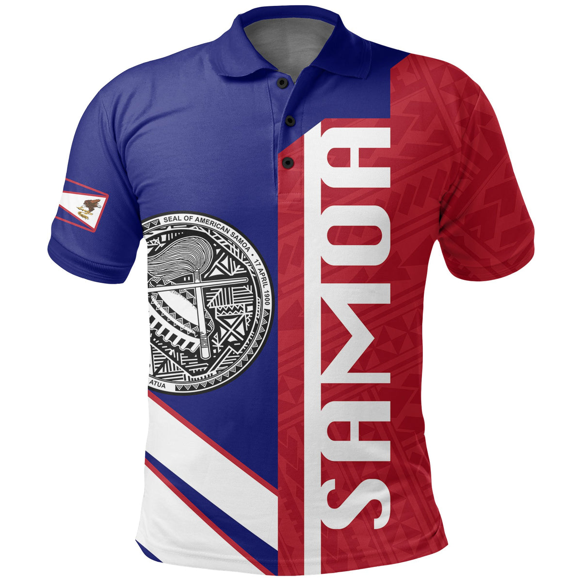 Hawaii Polo Shirt American Samoa Half Concept - Polynesian Pride