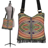 Polynesian Tribal Crossbody Boho Handbag Mix Crossbody Boho Handbag One Size Black - Polynesian Pride