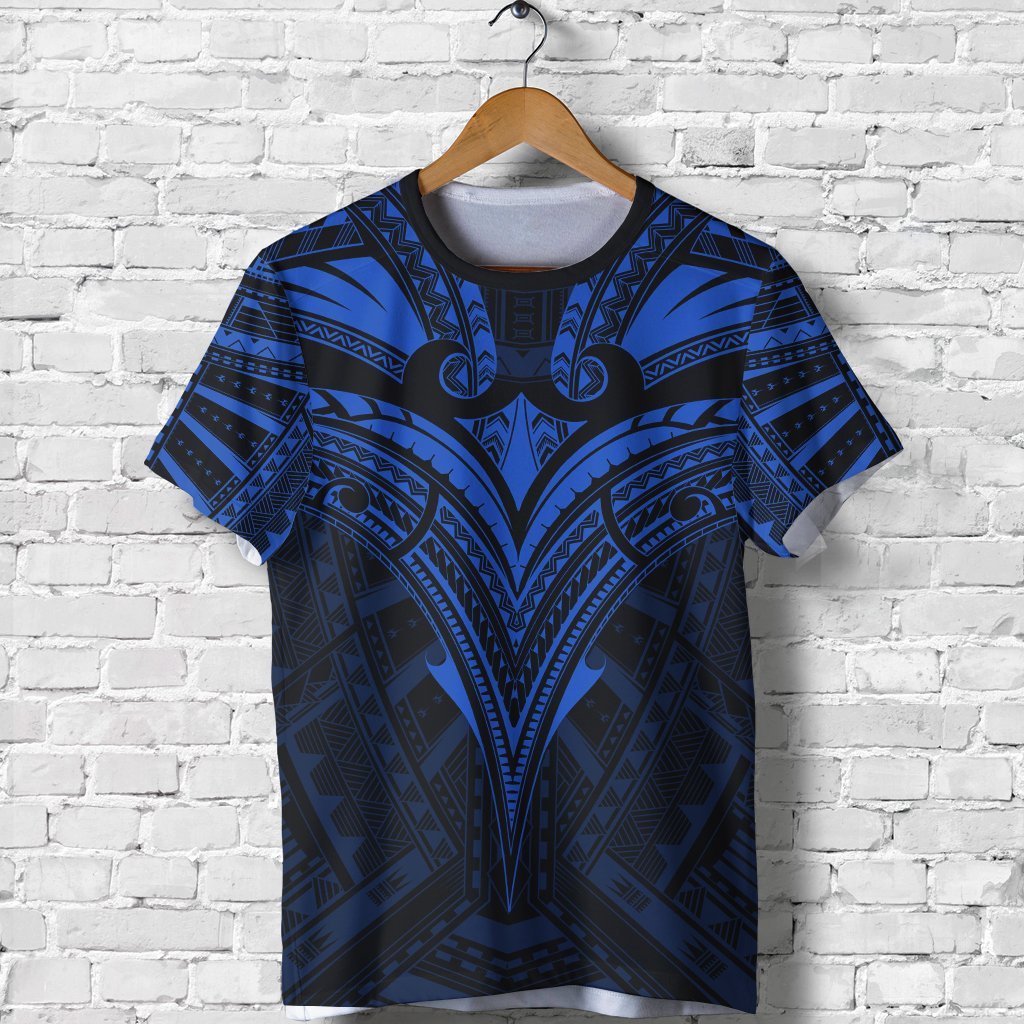 Polynesian T Shirt Micronesian Tattoo (Blue) A16 Unisex Blue - Polynesian Pride