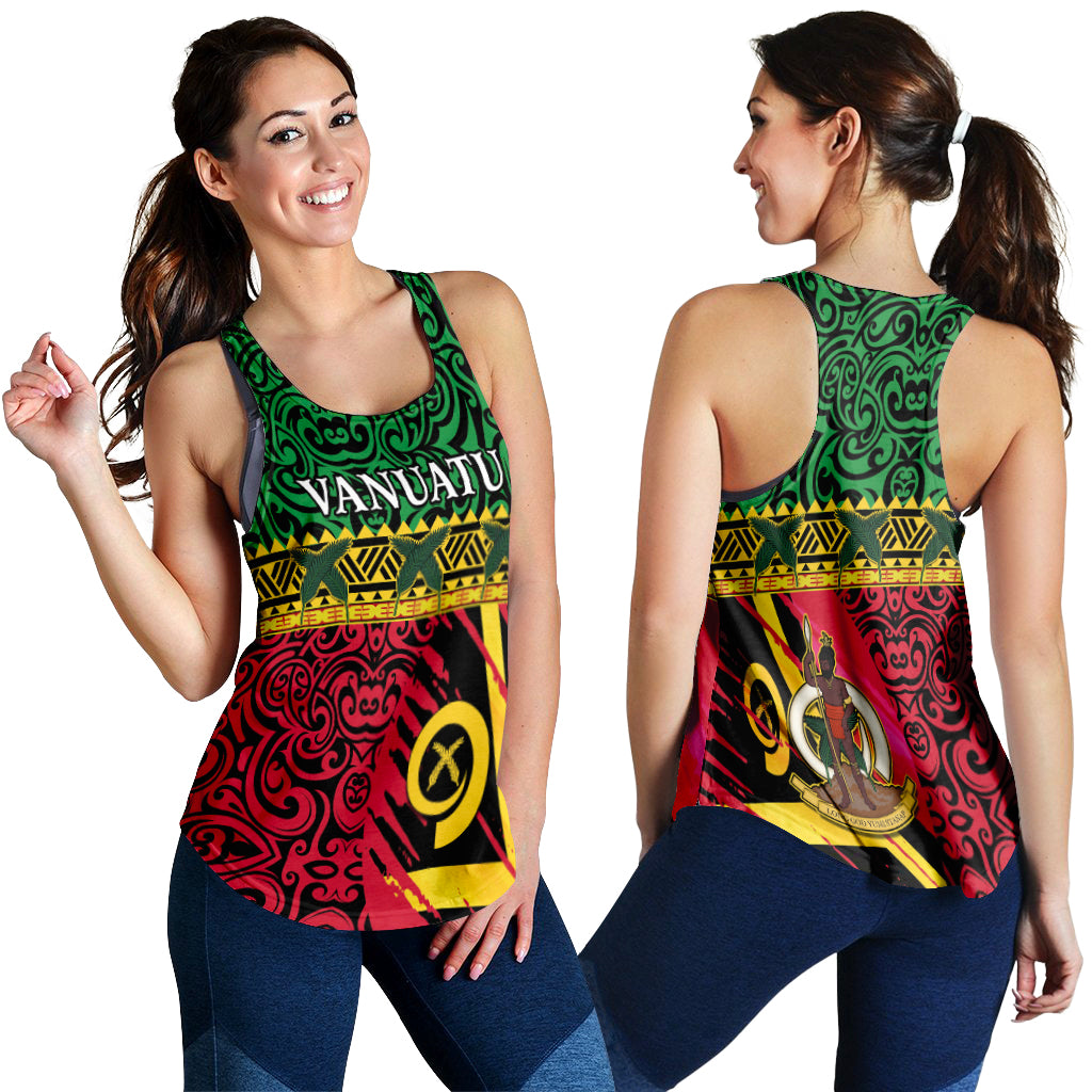 Vanuatu Dreamy Women Racerback Tank Flag and Pattern LT13 - Polynesian Pride