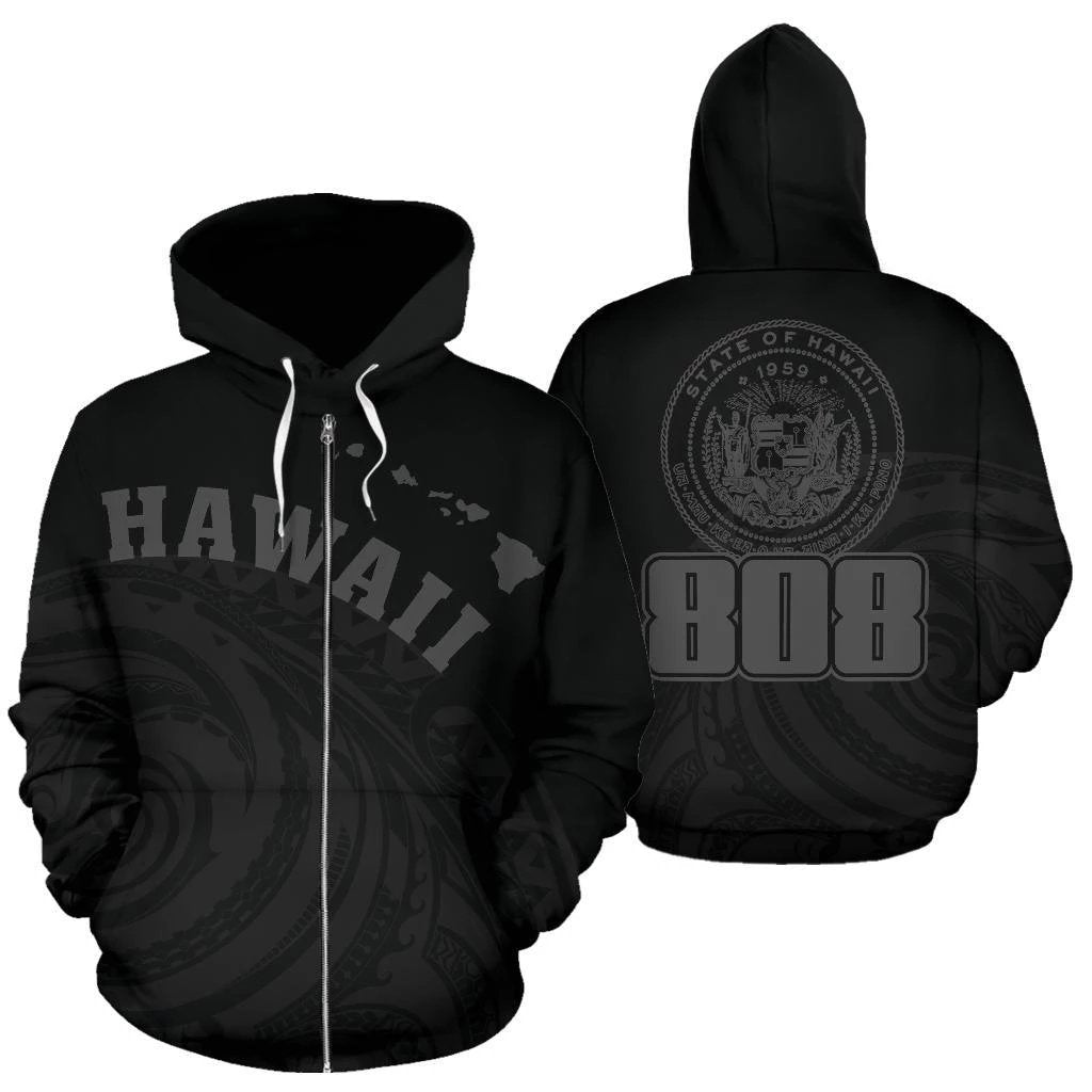 Hawaii Polynesia Hoodie Gray Tatau Style Unisex Gray - Polynesian Pride